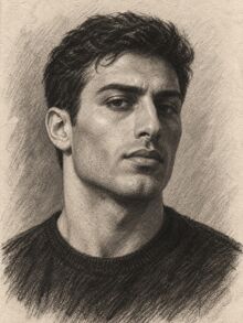 Charcoal study of Kareem Shami